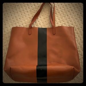 Madewell stripe leather tote